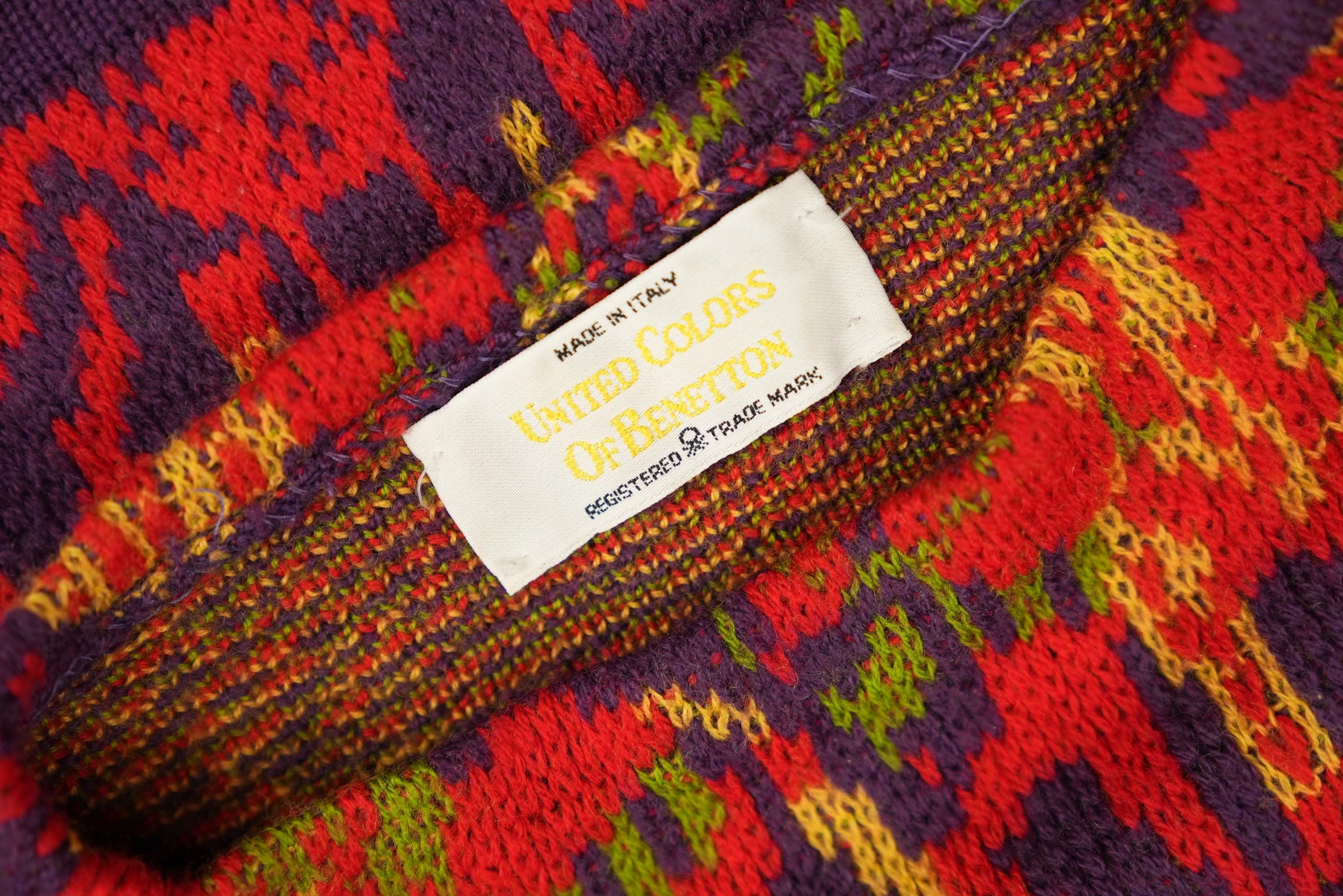 Rare BENETTON Vintage Sweater With Unique Horse and Riding 