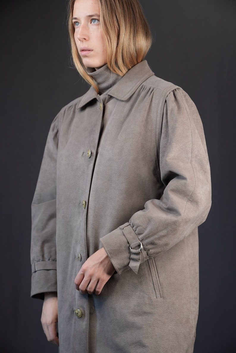 Micro Suede Coat with Alpaca Wool Lining Vintage, Made in West-Germany image 5