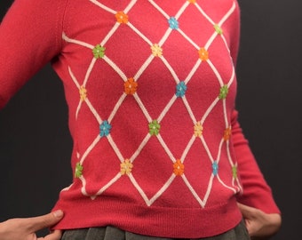 Ballantyne Pure Cashmere Sweater with Flower Argyle Pattern | Made in Scotland