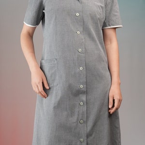 Vintage 1950s Cotton Shirt-Dress with Check Pattern Women's Vintage Dress image 2