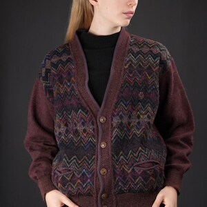 Il Granchio Vintage-Strickjacke mit Chevron-Muster 1980er Jahre Bild 7