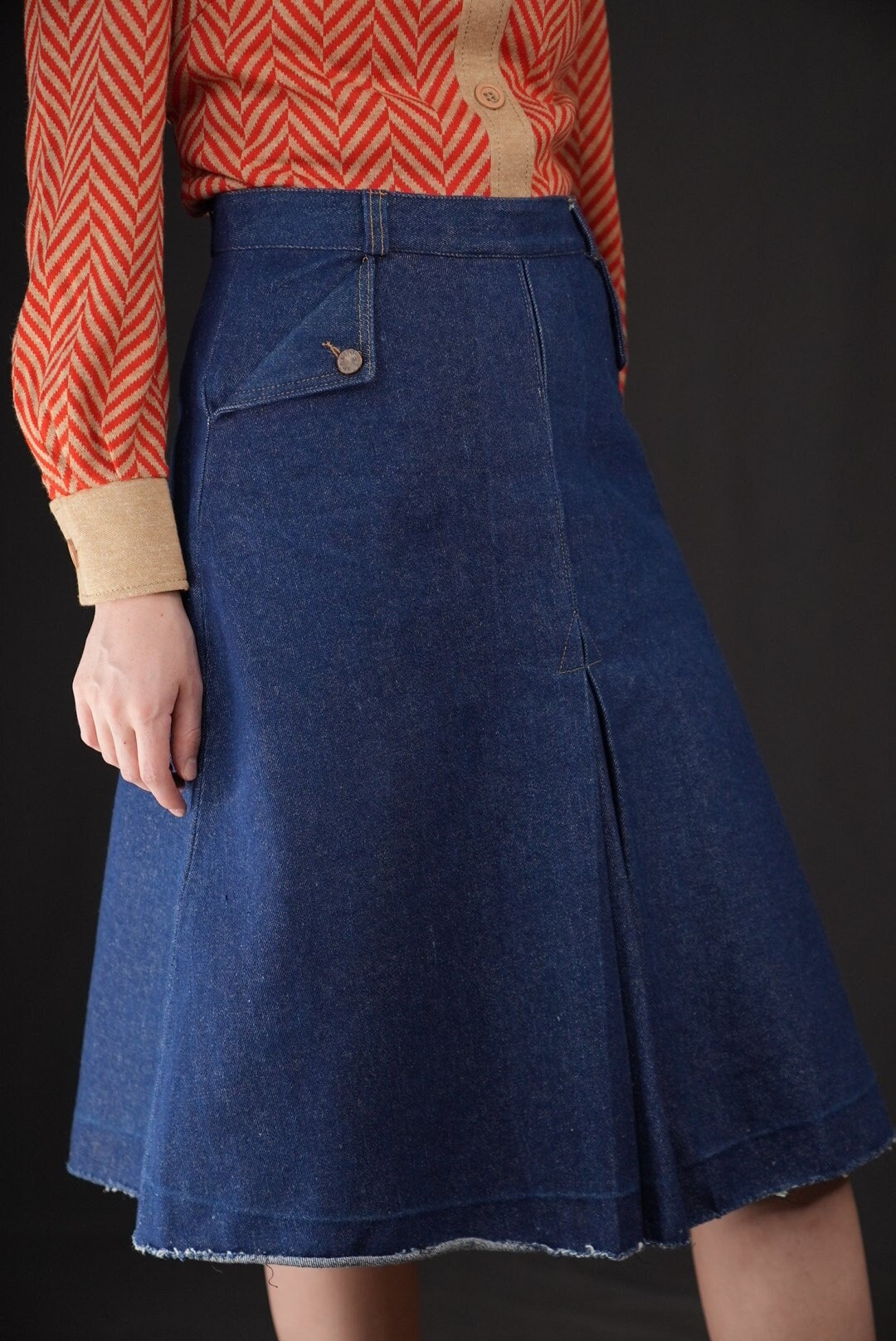 Denim Skirts Women Casual High Waist Lady Loose Vintage Dark Blue Skirts main image 1