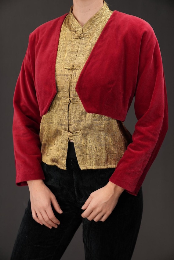 Red Velvet SISLEY Bolero Jacket | Festive Cropped Jacket, Vintage