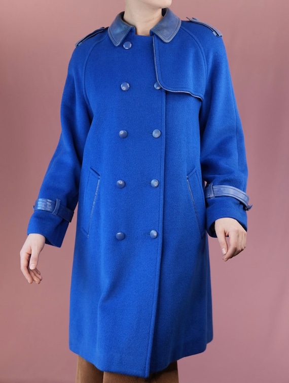 Buy French Vintage Coat in Cobald Blue Angora and Cashmere 1980s 