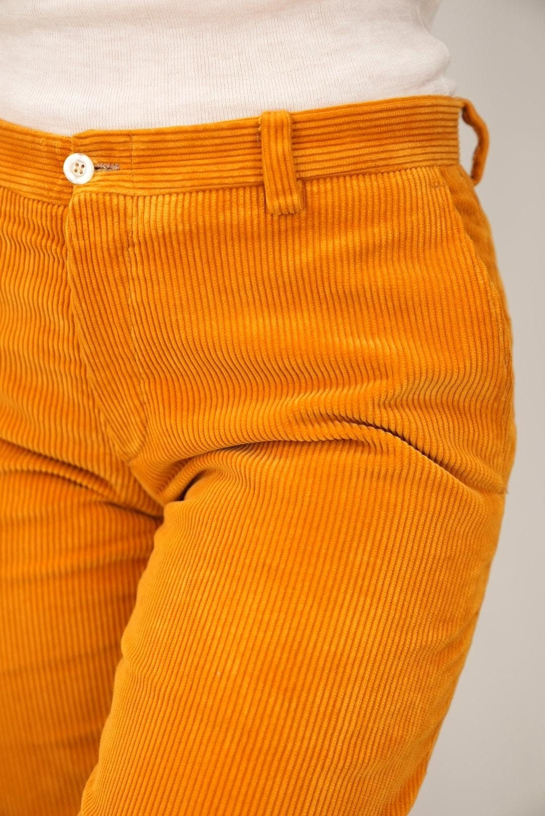 80s ドイツ製 Vintage Mustard Cords Trousers Vintage 80s LEE Corduroy Pants Womens 2/3 26x27 Khaki Brown