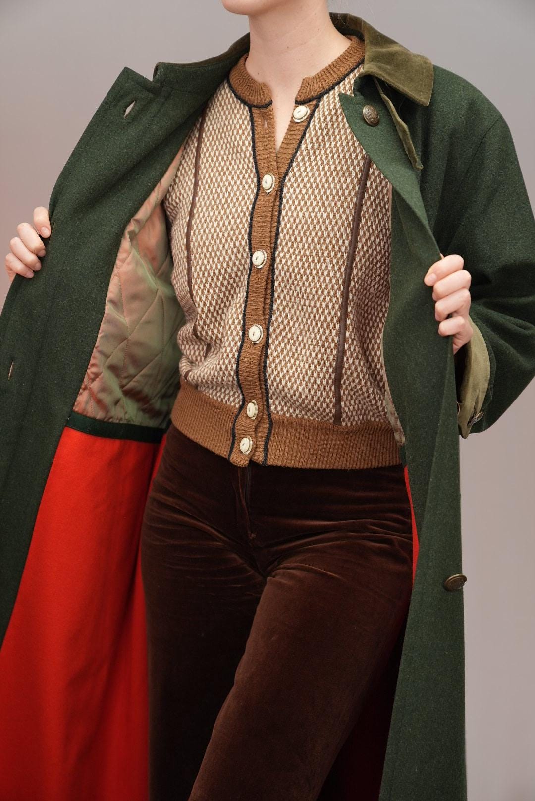 Mystical Vintage Loden Coat in Forest Green | Pure Wool | Handmade
