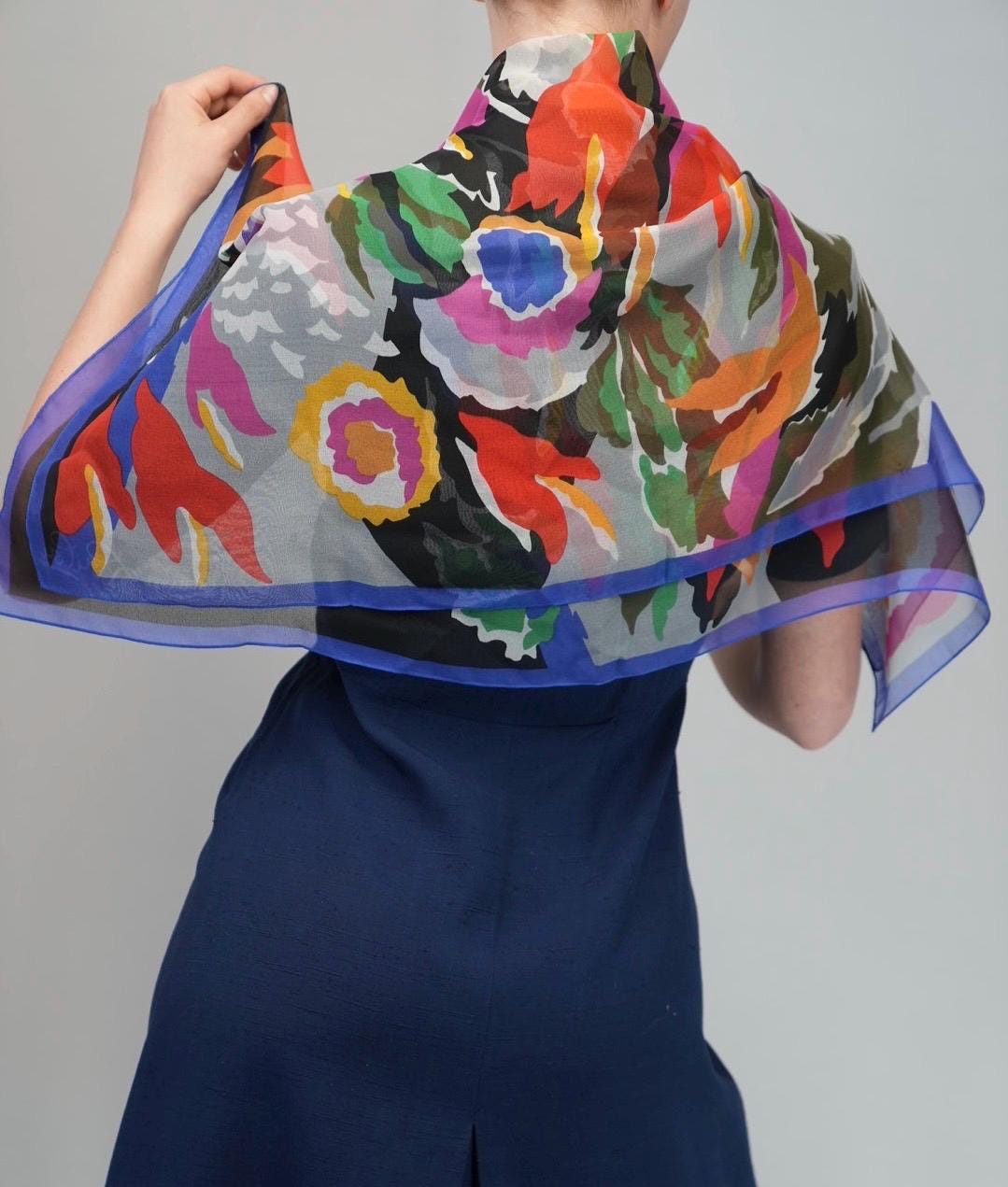 Vintage Cacharel Silk Scarf Belt Parisian Floral 75” Vintage Cacharel Scarf - Etsy main image 4