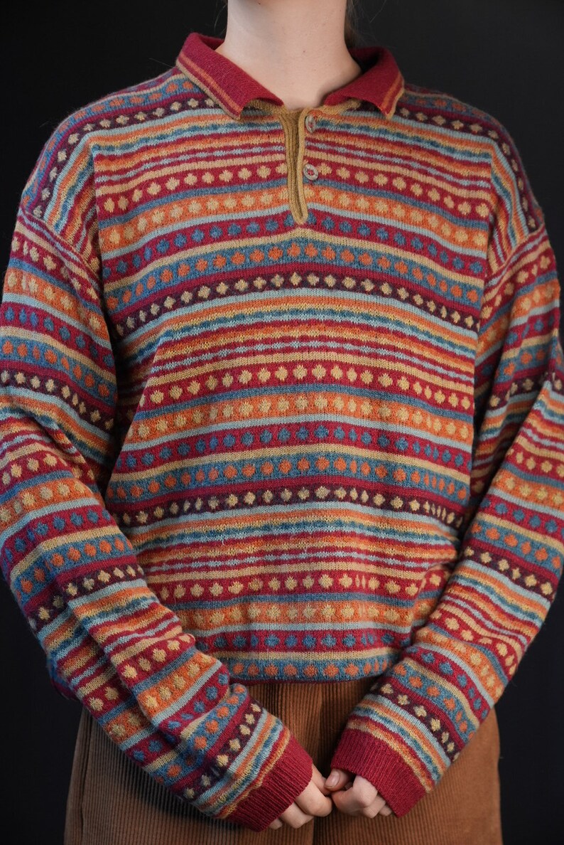 Missoni Vintage Wool Sweater with Colorful Pattern 10% Alpaca Made in Italy image 7