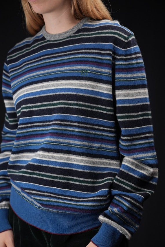 Henry Cottons Striped Vintage Wool Sweater Blue |… - image 5