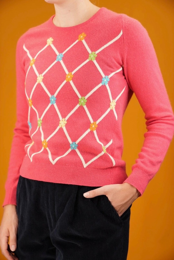 Ballantyne Pure Cashmere Sweater With Flower Argyle Pattern | Made 