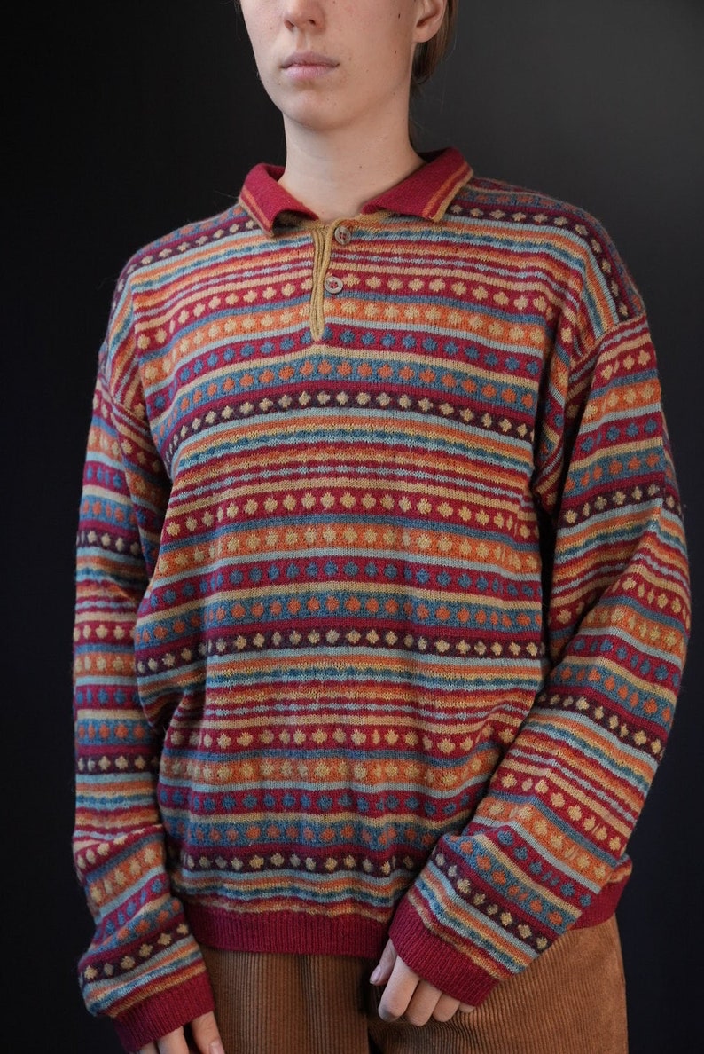 Missoni Vintage Wool Sweater with Colorful Pattern 10% Alpaca Made in Italy image 1