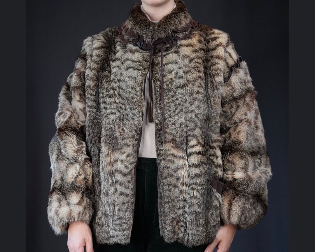 Short Fur Coat European Wild Cat Fur Coat C&A Vintage 80s 90s Etsy