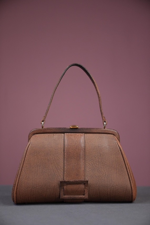 Mid-century Leather Handbag in Toffee Brown | Women's Vintage Handbag 1960s | Desiree Bag