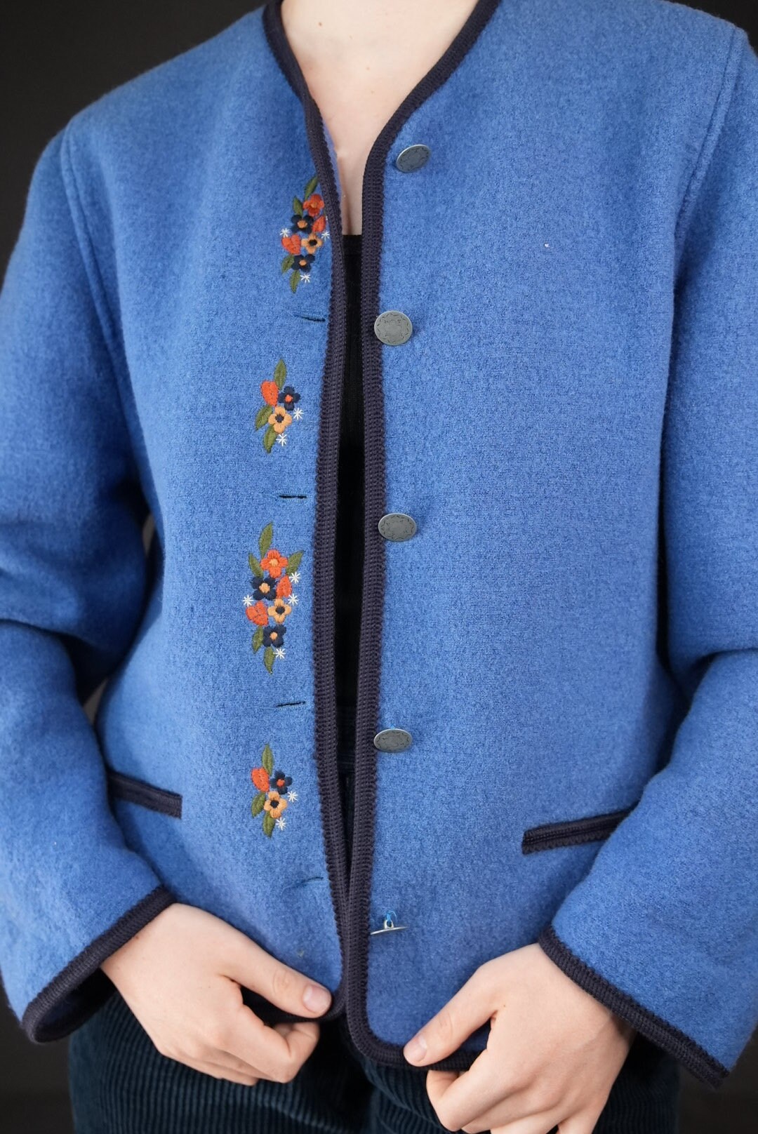 【GIESSWEIN】チロリアン wool jacket オーストリア製 GIESSWEIN ノーカラー チロリアン ボイルド