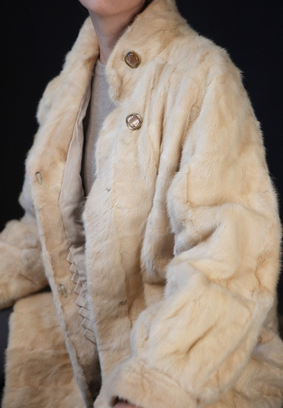 Natural Mink Fur Coat Color Pearl White | Vintage, From the 80s - Etsy