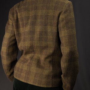 Blazer vintage in lana a quadri in verde kaki/alpaca e mohair/pennyblack, Made in Italy immagine 4