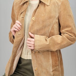Veste en cuir suédée années 90 (Beige Miel) |  Taille femme M-L | vintage, fabriqué en Italie