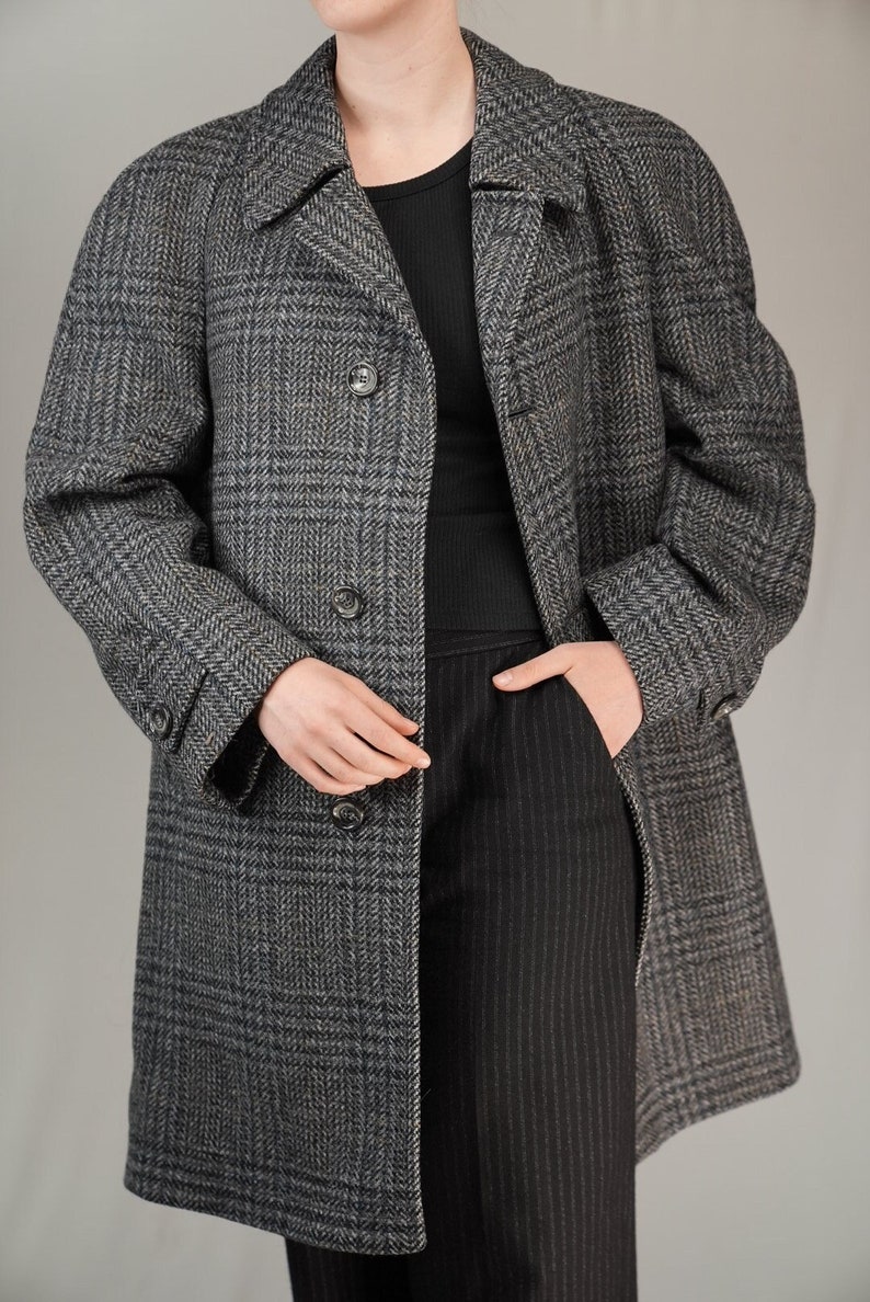 Vintage Tweed Overcoat Pure Wool Male Vintage Wool Coat 1980s image 1