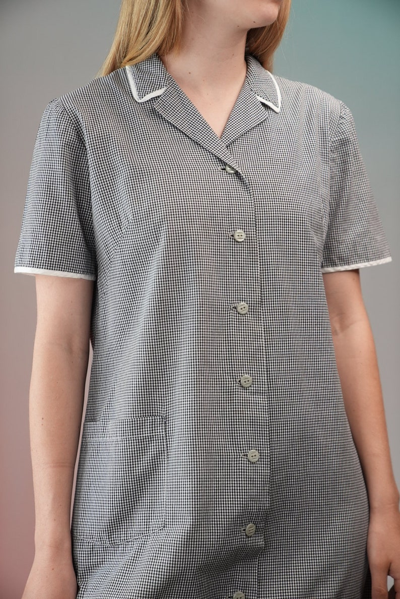 Vintage 1950s Cotton Shirt-Dress with Check Pattern Women's Vintage Dress image 6