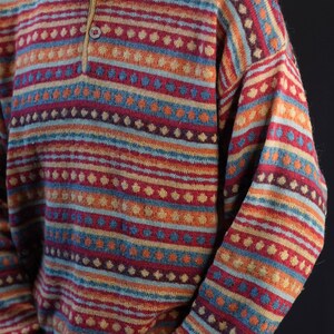 Missoni Vintage Wool Sweater with Colorful Pattern 10% Alpaca Made in Italy image 2