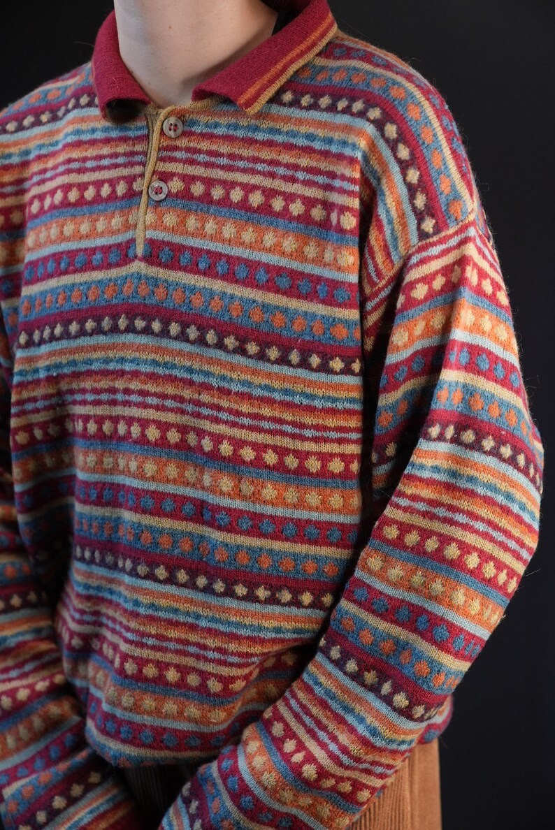 Missoni Vintage Wool Sweater with Colorful Pattern 10% Alpaca Made in Italy image 2