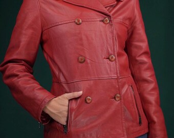 赤 レザー ジャケット Mサイズ イタリア製 赤 レザー ジャケット Mサイズ イタリア製