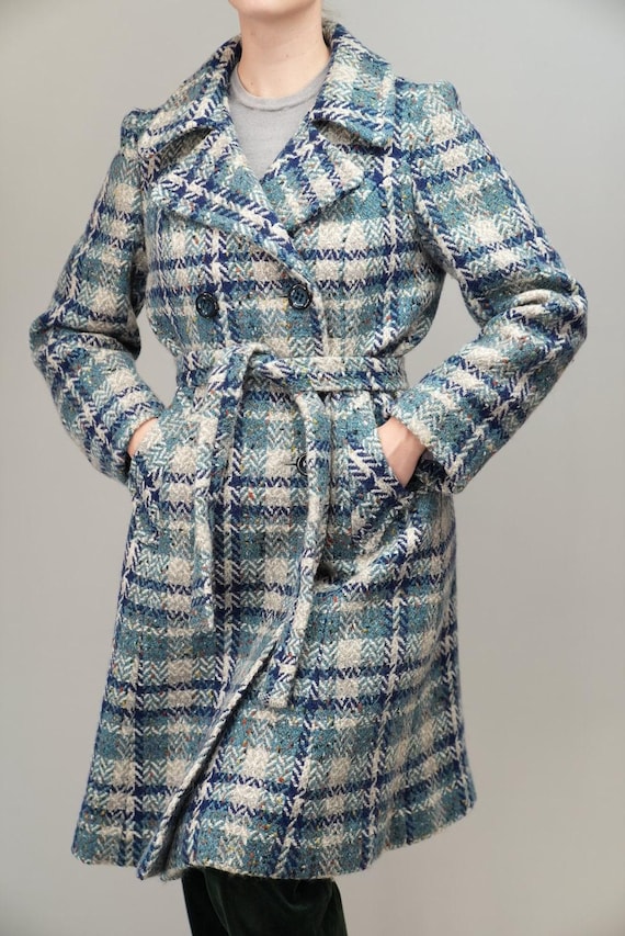 Manteau Long Manteau Bleu Pastel Femme Manteau En Laine En Tweed