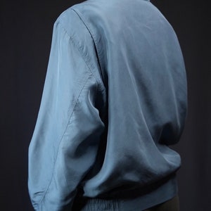 Silk Bomber-jacket Vintage light blue John Slim, Made in Italy image 2