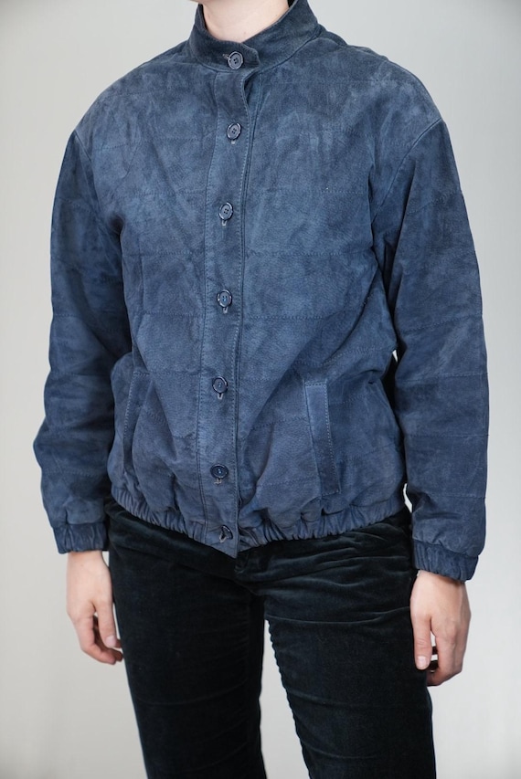 blue suede dress jacket Navy Blue Suede Leather Trucker Jacket Men Pure Suede Custom Made Coat Jacket