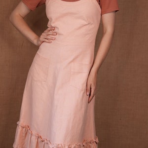 Soft peach linen dress vintage / made in France 60s image 2