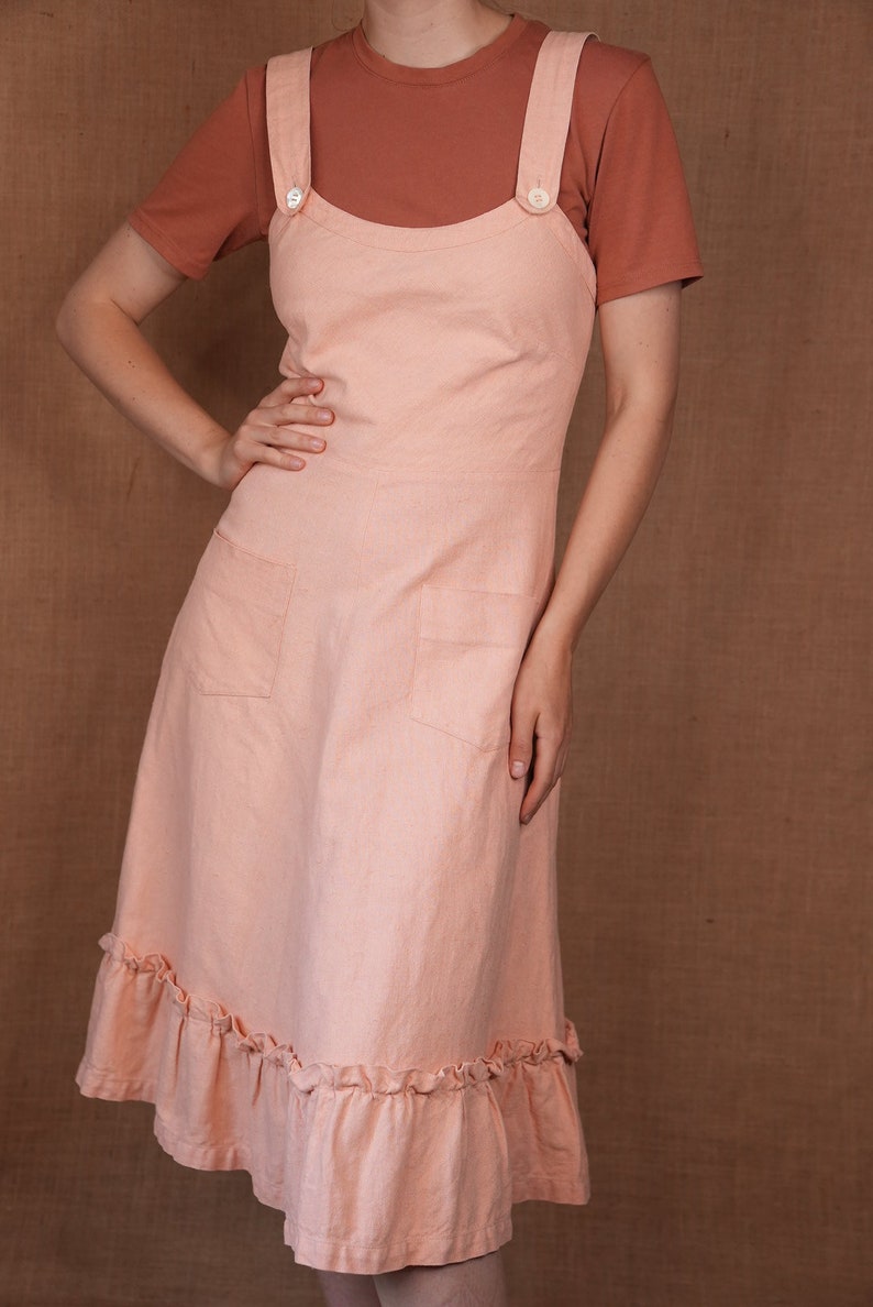 Soft peach linen dress vintage / made in France 60s image 2