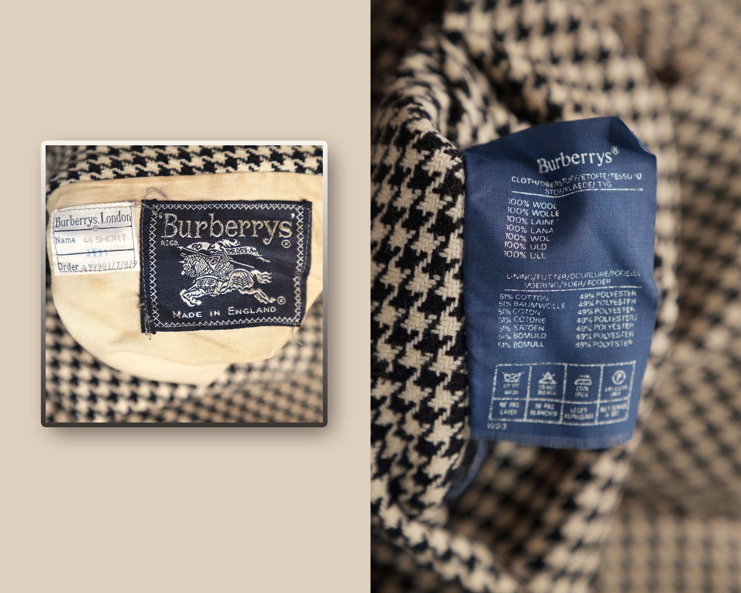 Burberrys Invertible Vintage Trench-coat With Houndstooth Pattern