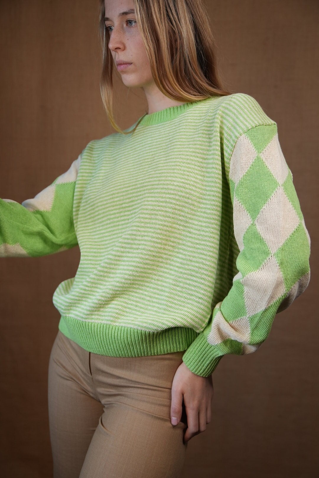 White and green sweater shop