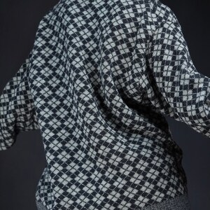 Checkered Vintage Wool Sweater black and white image 8