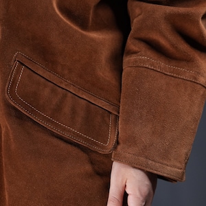 Luxury Suede Leather Coat Vintage caramel brown image 7