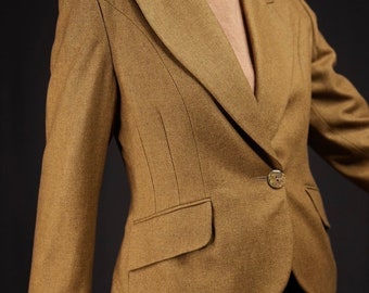 Al Duca D'Aosta Women's Yak Vintage Blazer Mustard | Silk, Yak, Wool | Made in Italy