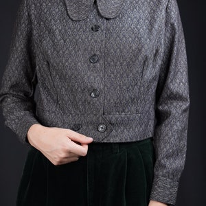 Vintage Collared Button-Up Wool Blouse 60s image 3