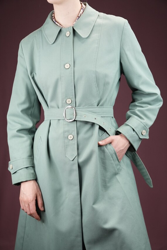 Mint Green Vintage Trench-Coat 1970s | Made in Fr… - image 8