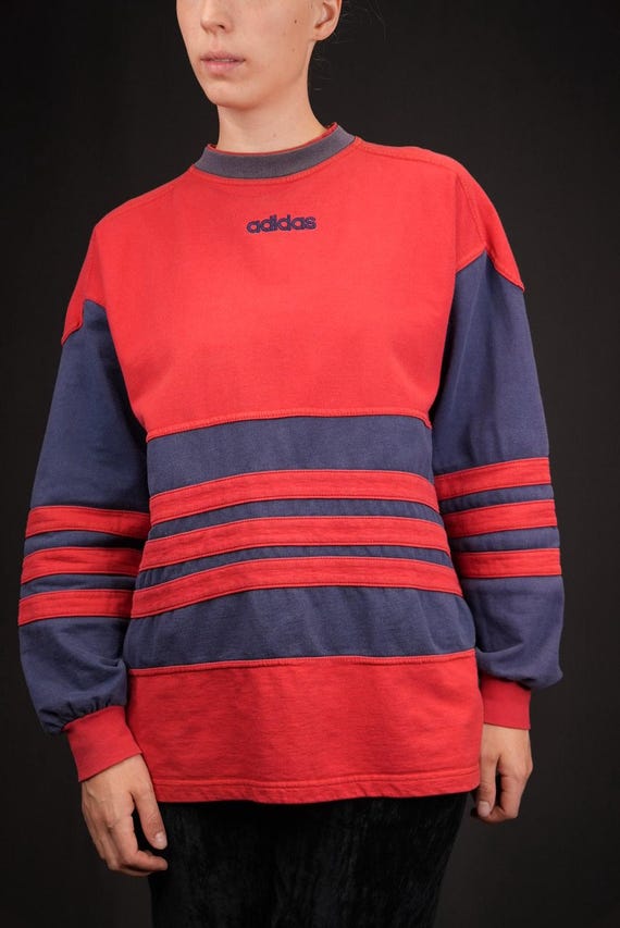 【フランス製】80s adidas High Neck Sweat Vintage 80s Adidas International Red White 1948 Crewneck