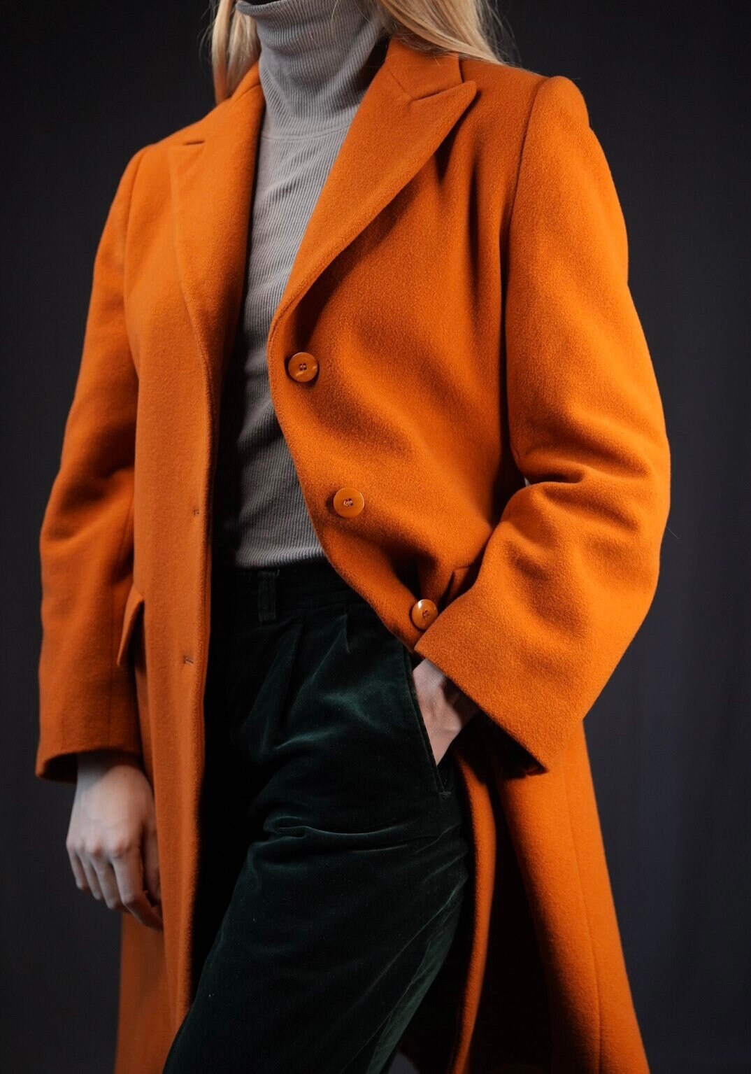 Womens orange sales wool coat