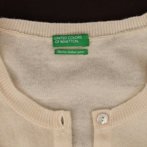 Benetton Soft Merino Wool Cardigan in Cream White Made in Italy image 9