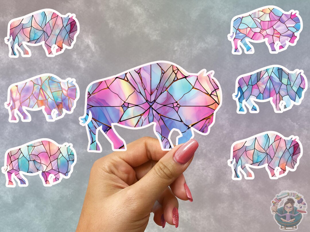 Stained Glass Buffalo Sticker: Waterproof Vinyl Decal - Etsy