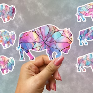 Buffalo Sticker, Glasmalerei, Buffalove - 6 Designs in 5, 3, 4 oder 5 Zoll – Aufkleber für Laptops, Journals, Wasserflaschen, Kindles, etc!