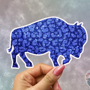 Sticker blauwe luipaard glitter buffel - waterdichte vinylsticker