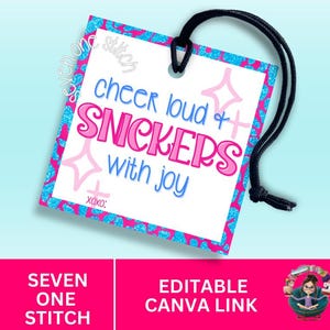 Edytowalny szablon Canva dla cheerleaderek | Etykieta na szczęście dla cheerleaderek | Prezent dla All-Star Cheer Team | Etykieta na prezent Snickers | Możliwość wydrukowania lub edycji