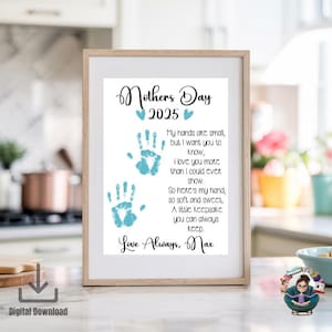 Poème d'empreinte de main modifiable pour la fête des mères | Artisanat imprimable Tiny Hands | Modèle Canva + PDF | Cadeau des enfants | DIY souvenir pour maman | Personnaliser