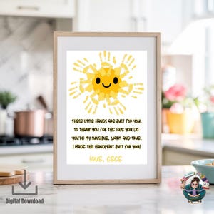 Poesia con l'impronta della mano del sole / Regalo per mamma, papà, nonna, nonno / Canva modificabile e download immediato di PDF / Stampabile fai da te per bambini / Festa del papà