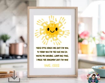Sunshine Handprint Poem | Gift for Mom Dad Grandma Grandpa | Editable Canva & Instant PDF Download | DIY Printable from Kids | Father’s Day
