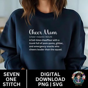 Ensemble de 3 définitions Cheer Mom | Funny Cheer Mom Fichiers SVG et PNG | Téléchargement numérique de maman de pom-pom girl | Clipart maman pom-pom girl