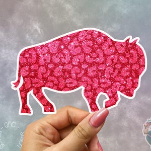 Sticker rode luipaard glitter buffel - waterdichte vinylsticker